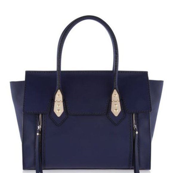 EUC Henri Bendel Large A-List Flap Satchel Gorgeous Purple/Blue - Picture 1 of 7